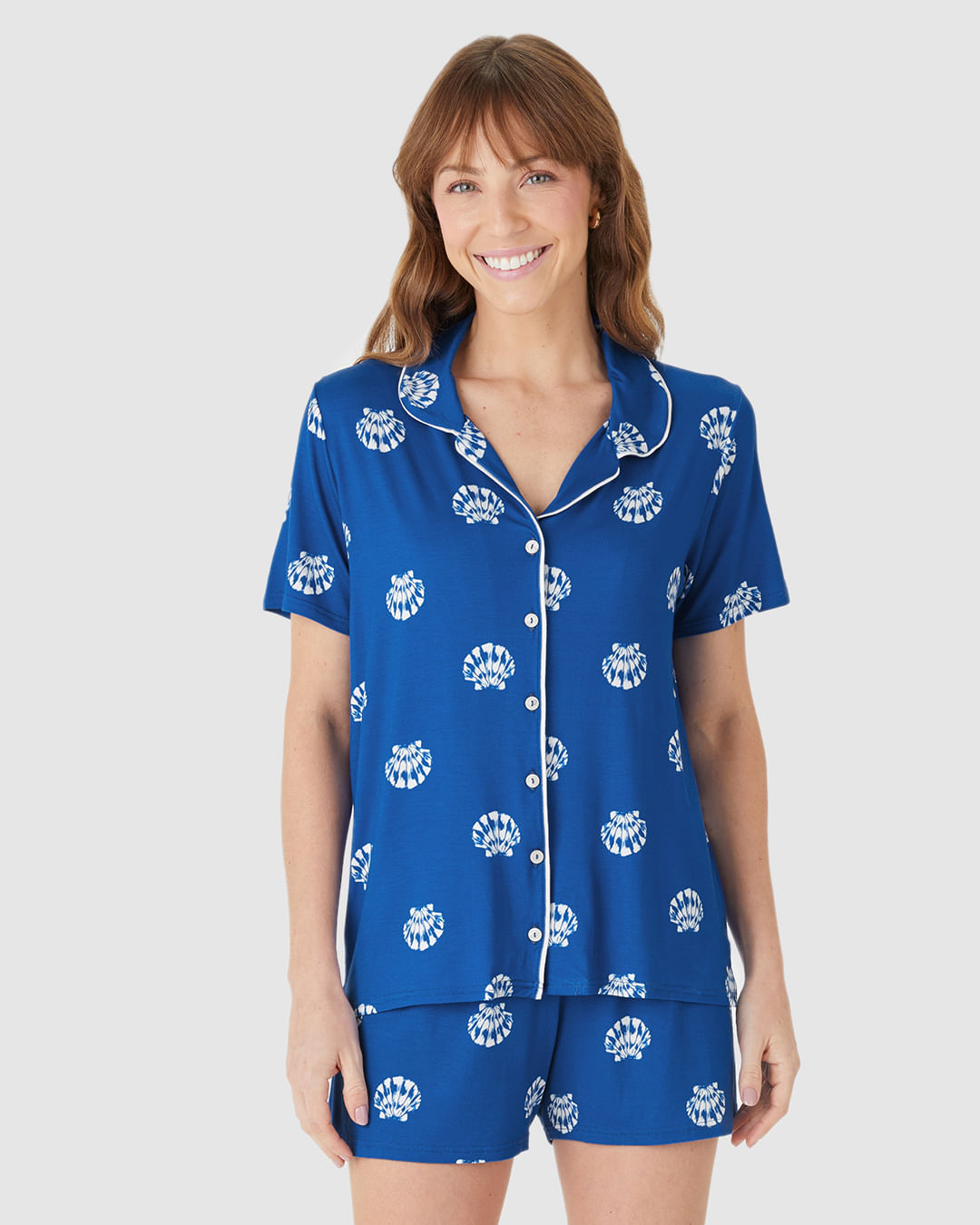 Pijama Curto Feminino Americano Estampa Corrida Digital Em Viscose Stretch - Imagem 4