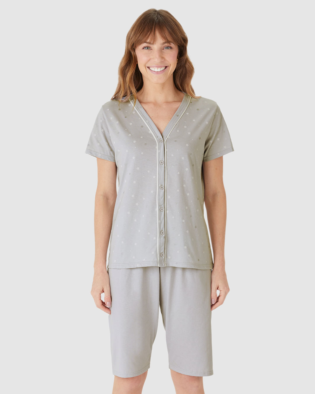 Pijama Curto Feminino Bermuda Ciclista Em Malha Algodão - Imagem 9