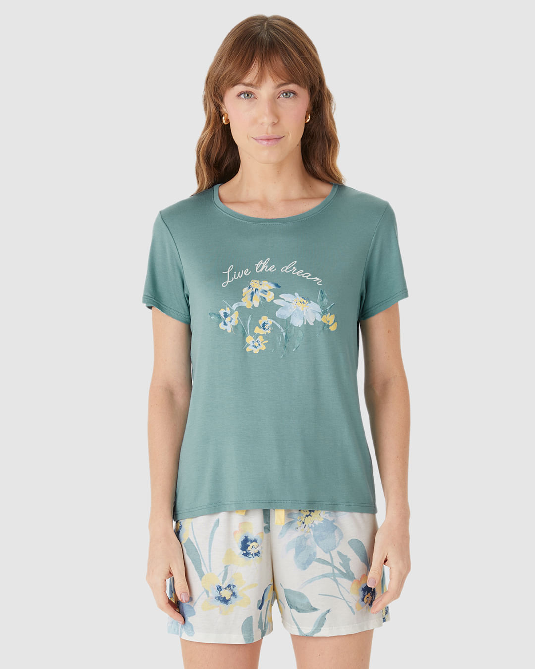 Pijama Curto Feminino Live The Dream Em Viscose Stretch - Imagem 4