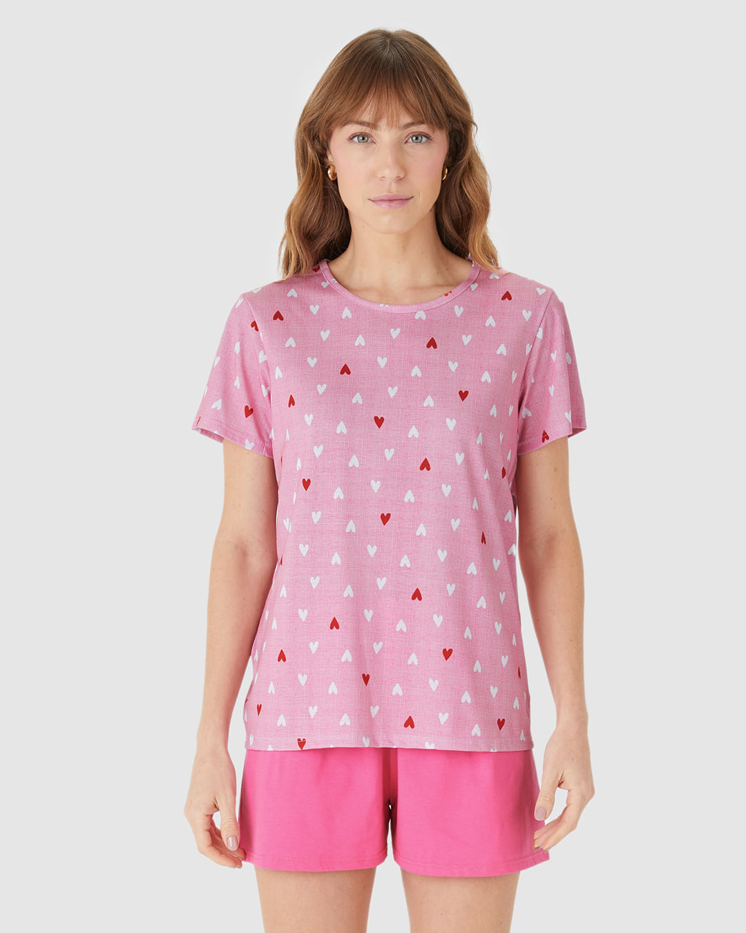 Pijama Curto Feminino Blusa Estampa Digital Em Algodão - Imagem 4
