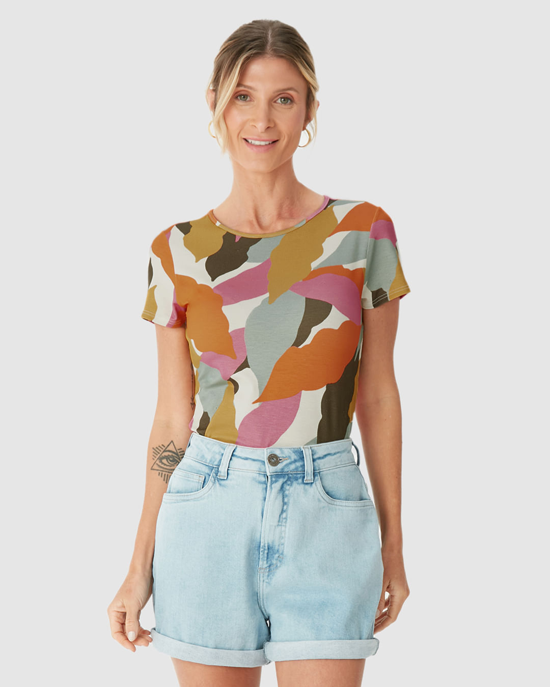 Blusa Justa Feminina Estampada Em Viscose Stretch - Imagem 24