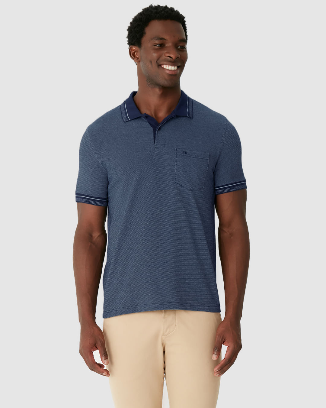 Camisa Polo Masculina Slim Bolso Funcional Em Piquet Pontilhado - Imagem 19