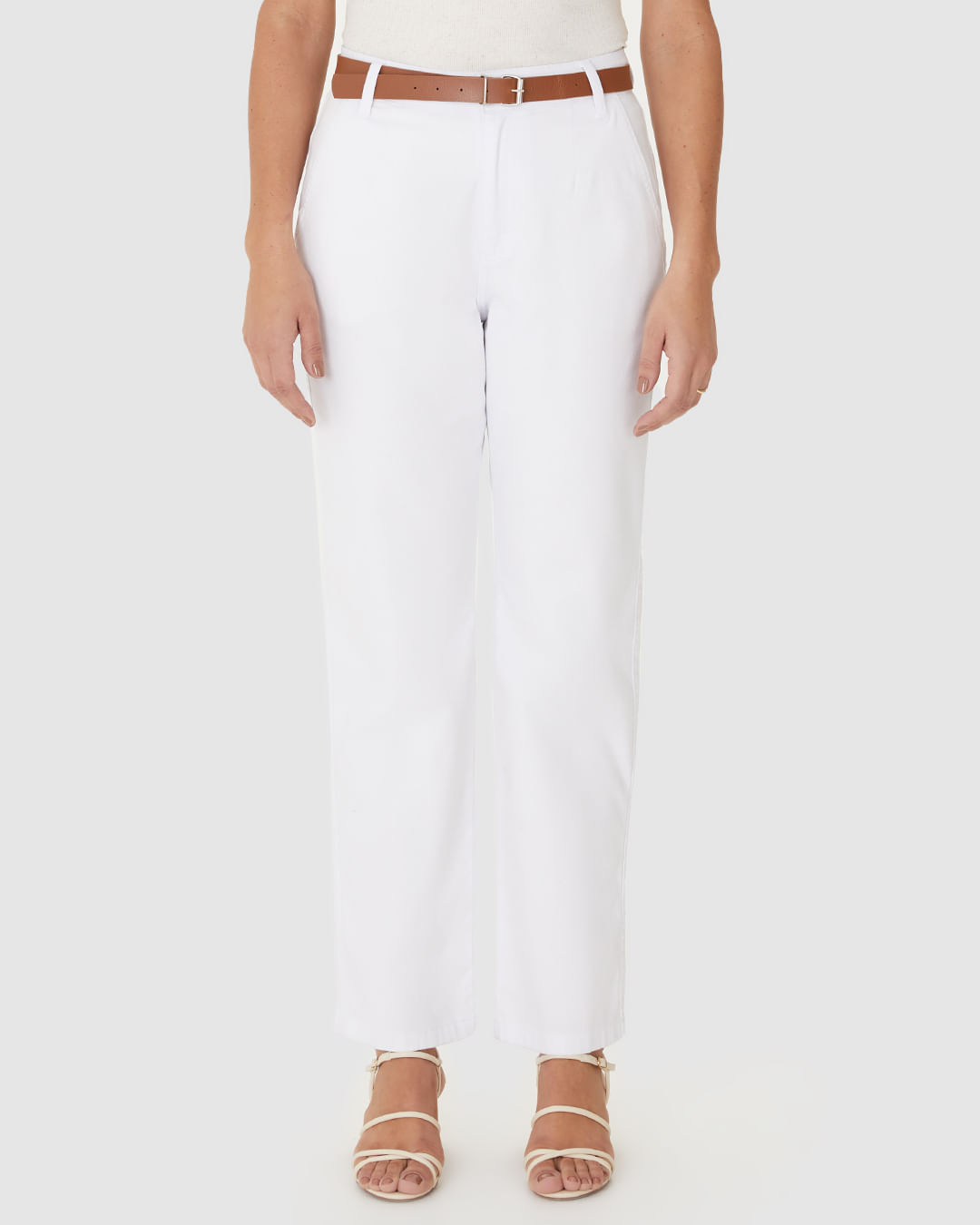 Calça Alfaiataria Feminina Acompanha Cinto Em Sarja Com Elastano - Imagem 29