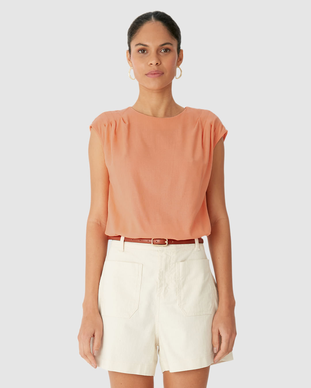 Blusa Box Feminina Barra Elástico Em Viscolinho - Imagem 14