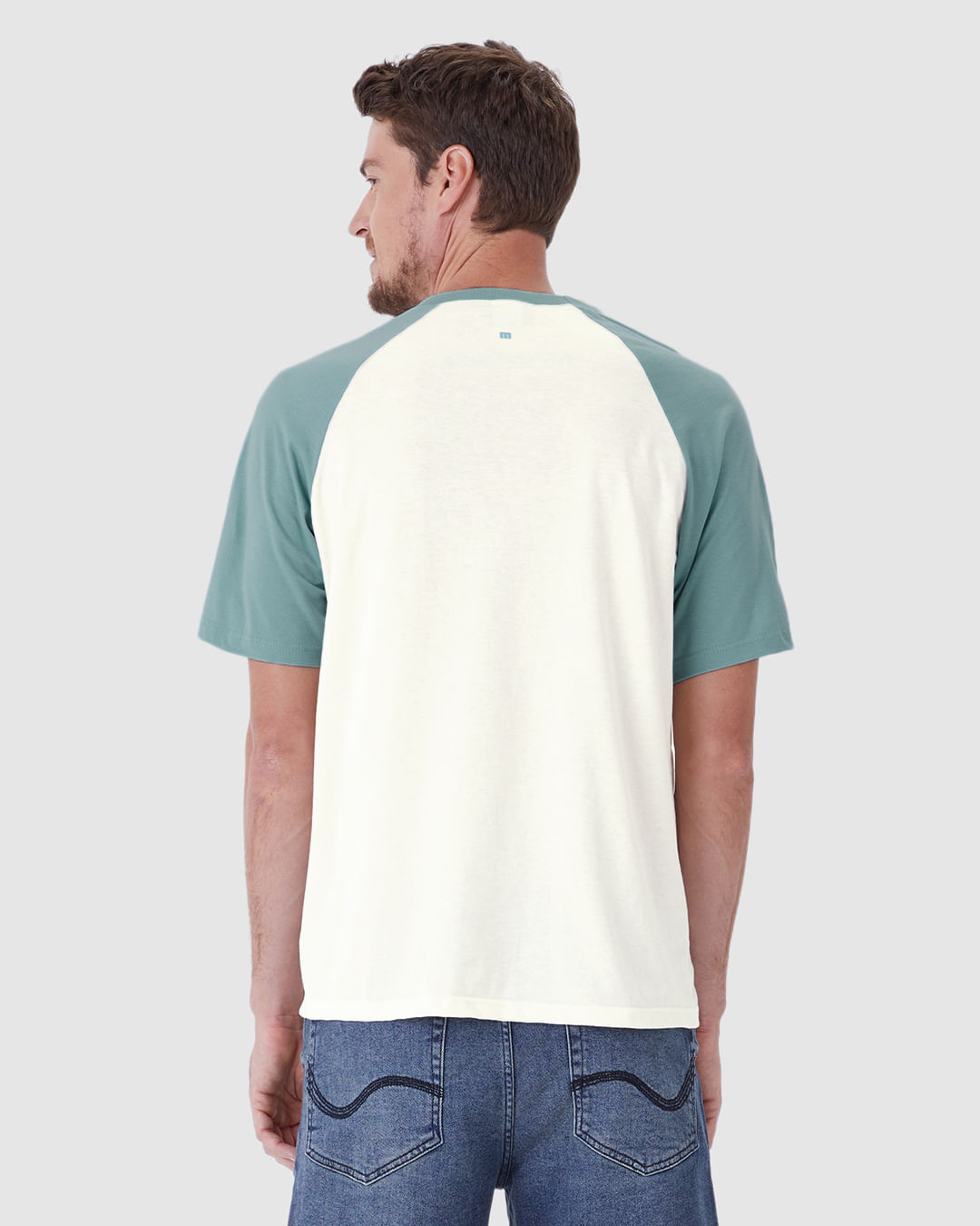 Camiseta Masculina Regular Manga Cor Contraste Em Algodão - Imagem 20