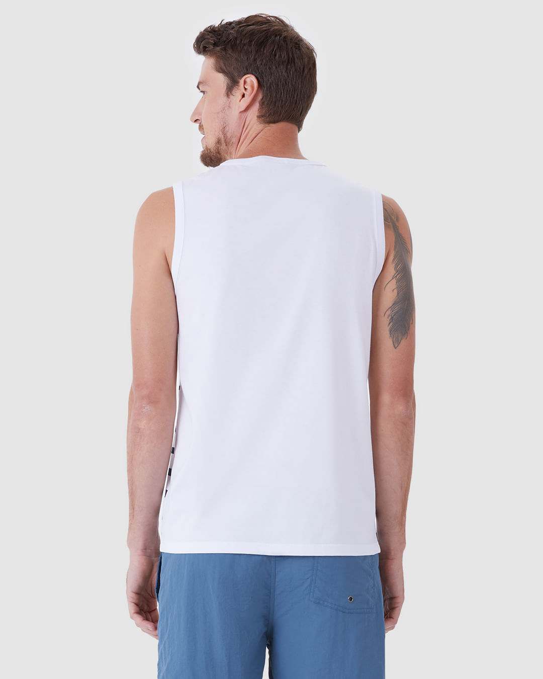 Regata Masculina Regular Estampa Frontal Listrada Em Algodão - Imagem 5