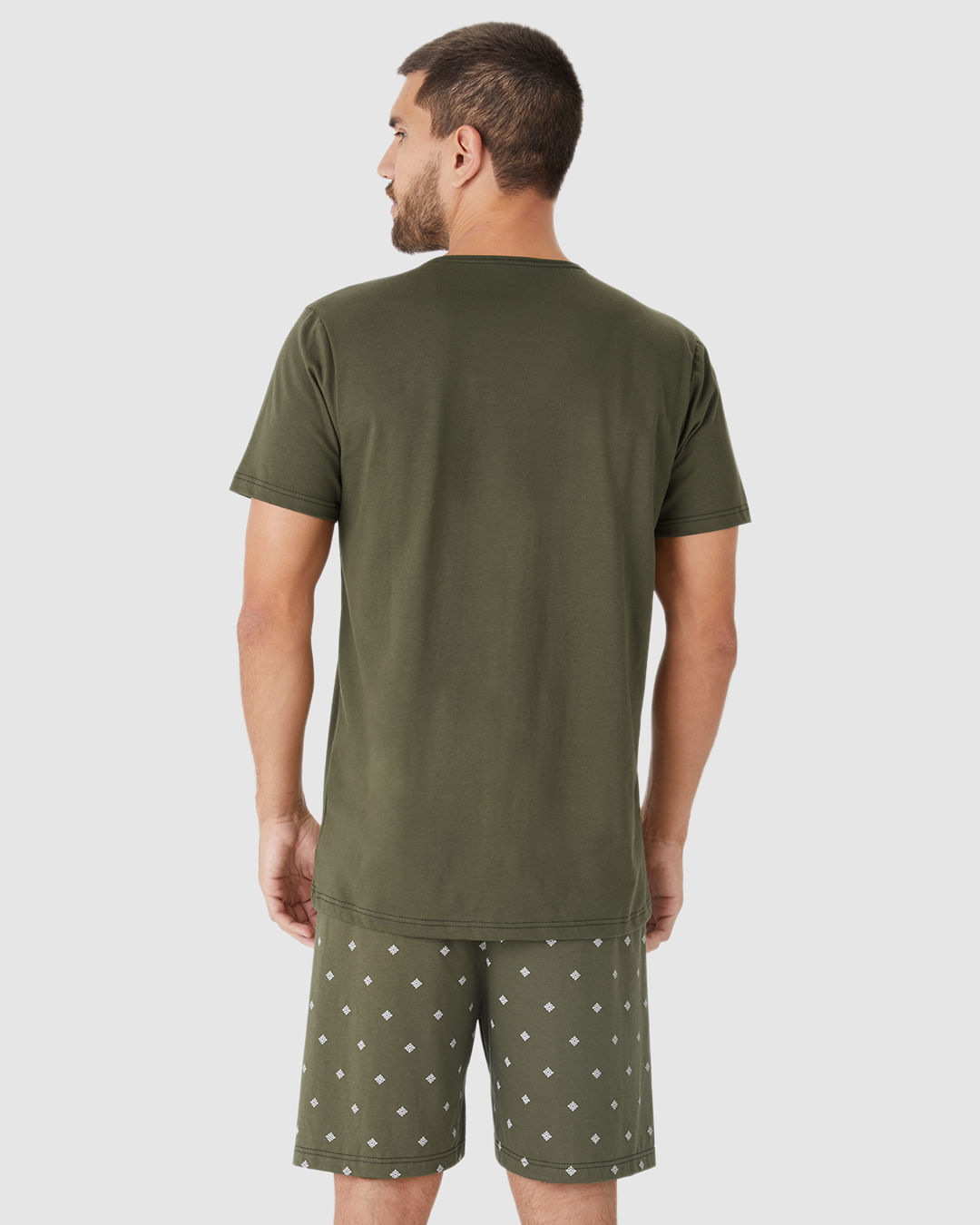 Pijama Curto Masculino Camiseta Manga Curta Botões Frontais Viscose Stretch - Imagem 5