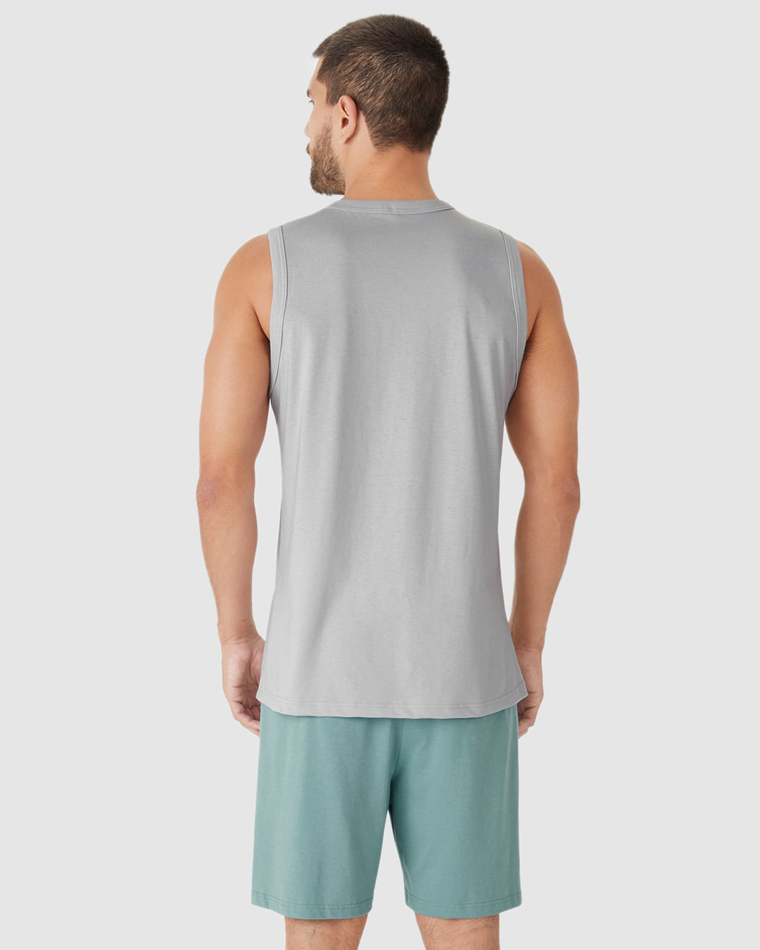 Pijama Curto Masculino Regata Alça Larga Em Malha Algodão - Imagem 25