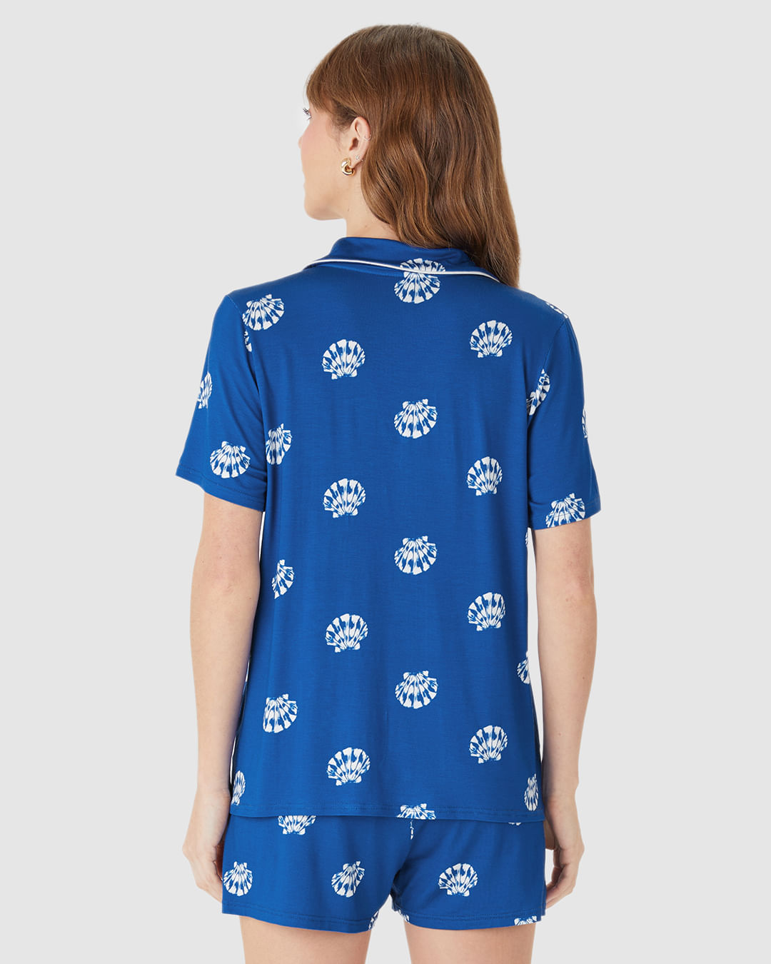 Pijama Curto Feminino Americano Estampa Corrida Digital Em Viscose Stretch - Imagem 20