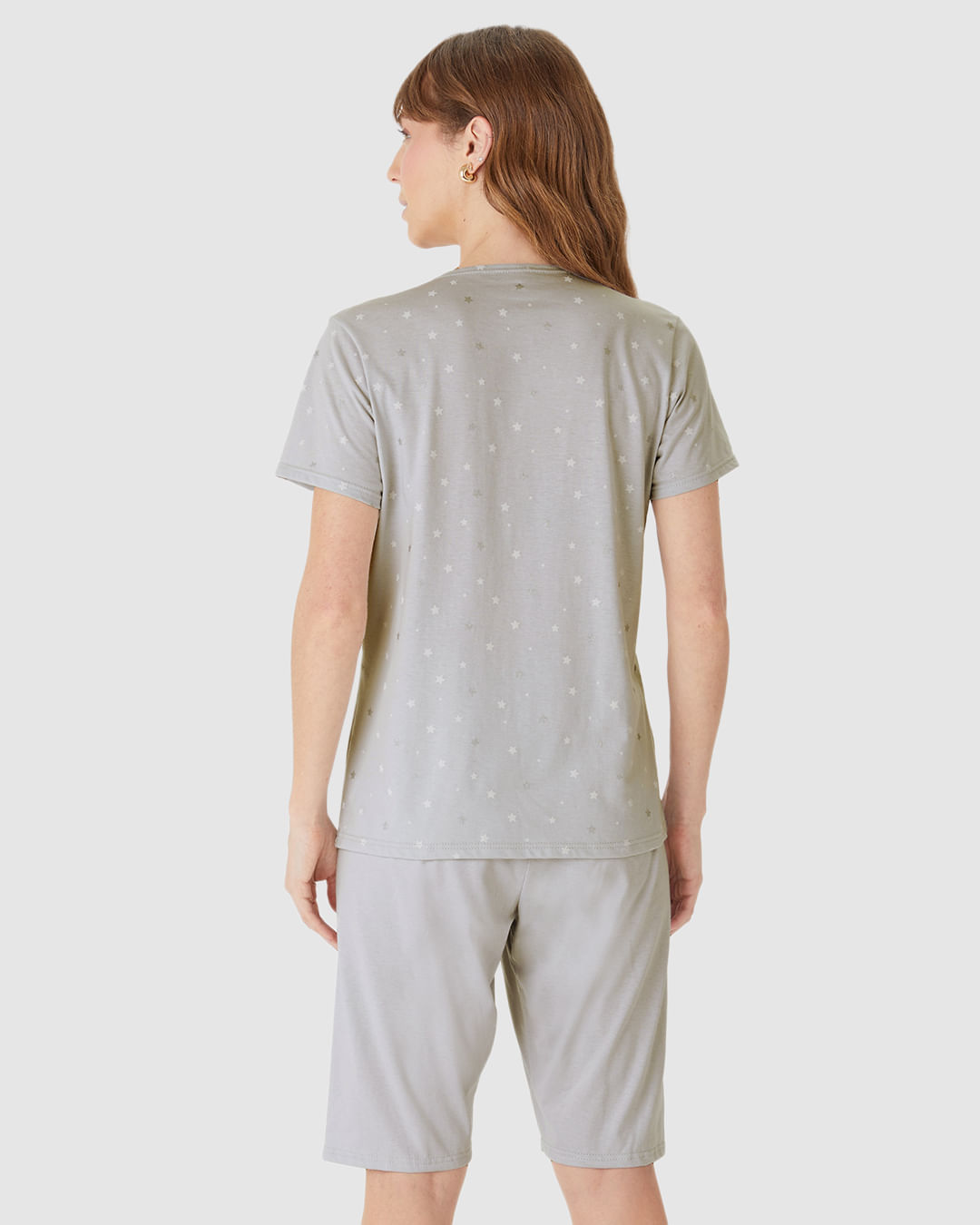 Pijama Curto Feminino Bermuda Ciclista Em Malha Algodão - Imagem 5