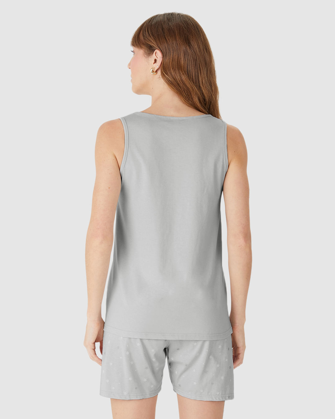 Pijama Curto Feminino Regata Abotoamento Frontal Em Algodão - Imagem 10