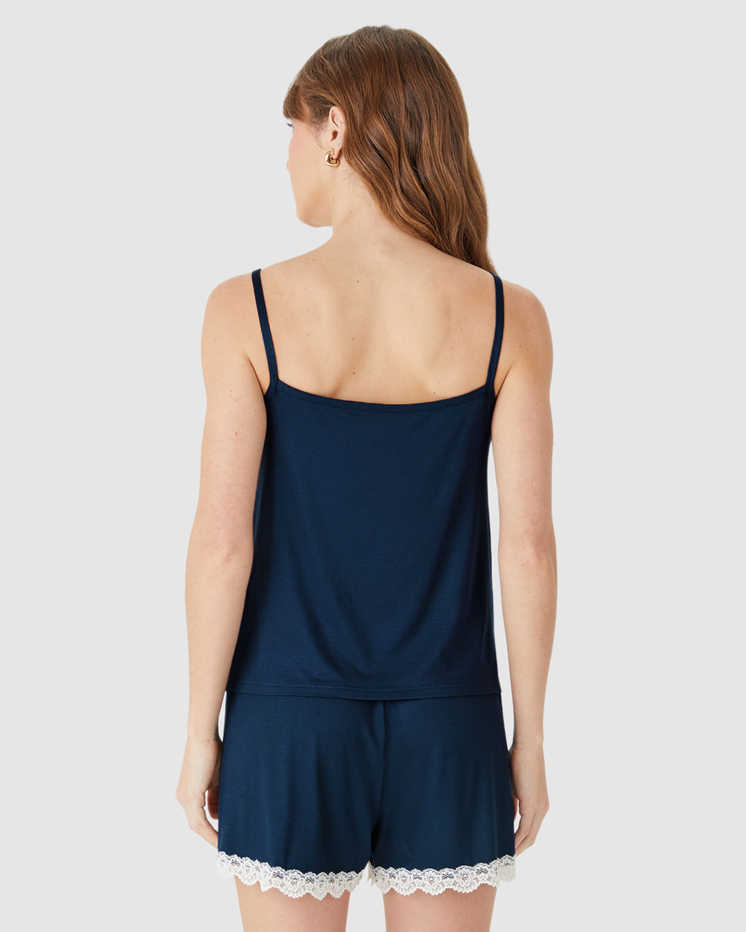 Pijama Curto Feminino Regata Decote V Detalhe Renda Em Viscose Stretch - Imagem 20