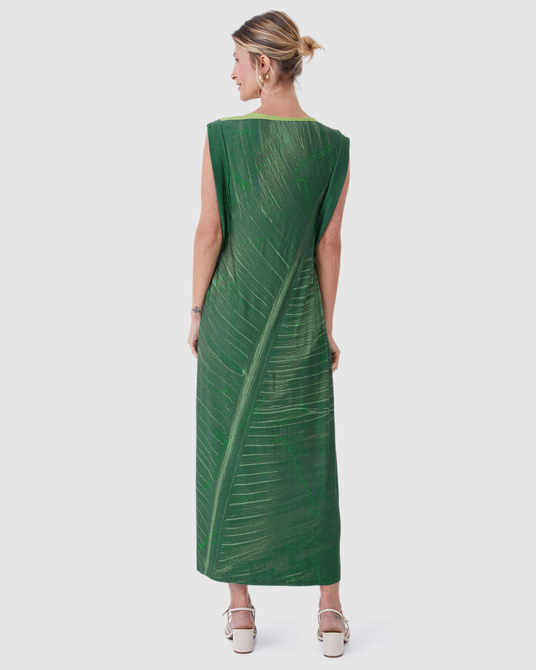 Vestido Midi Feminino Reto Estampado Em Malha Viscolinho Stretch - Imagem 20