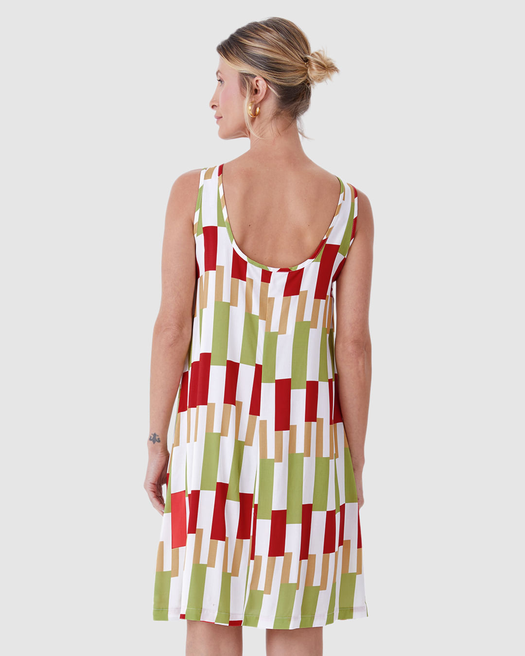 Vestido Feminino Evasê Sem Manga Estampa Digital Em Viscose - Imagem 10