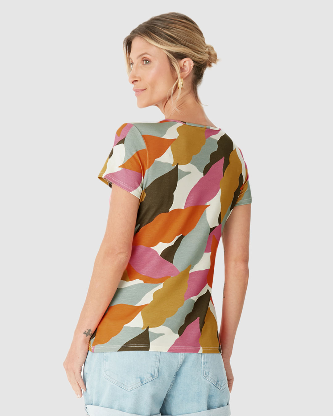 Blusa Justa Feminina Estampada Em Viscose Stretch - Imagem 25