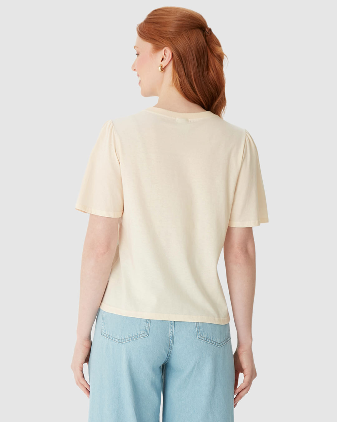 Camiseta Feminina Estampa Puff Alto Relevo Manga Franzida Em Algodão - Imagem 15