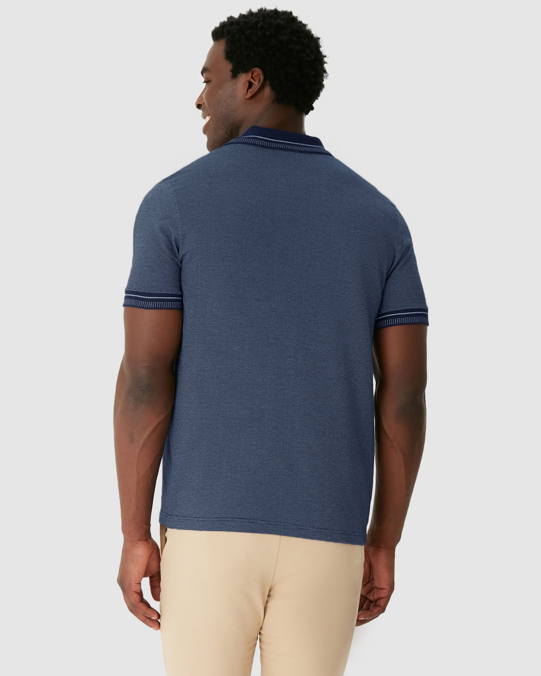 Camisa Polo Masculina Slim Bolso Funcional Em Piquet Pontilhado - Imagem 5