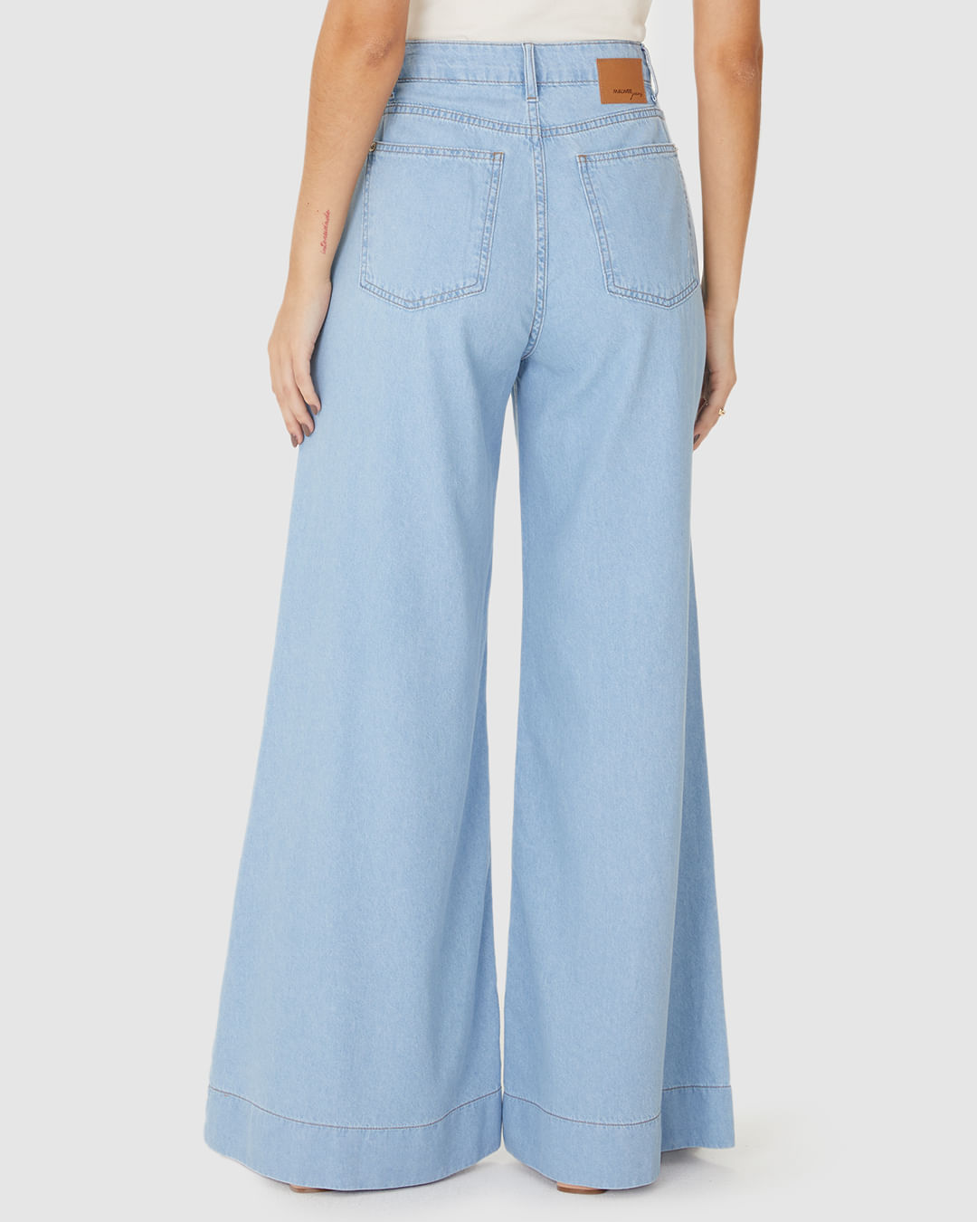 Calça Feminina Pantalona Cintura Alta Em Jeans Leve 100% Algodão - Imagem 15