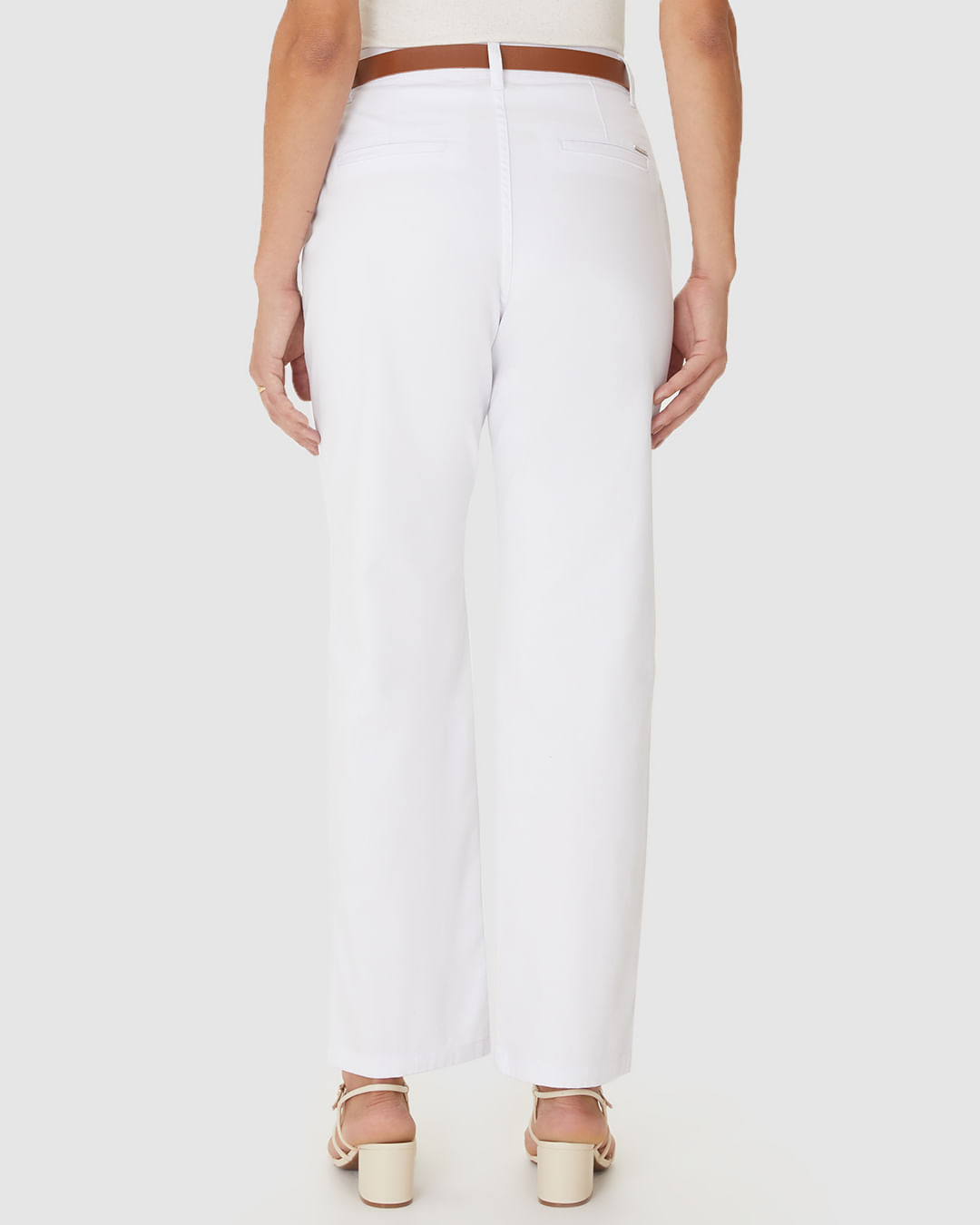 Calça Alfaiataria Feminina Acompanha Cinto Em Sarja Com Elastano - Imagem 40