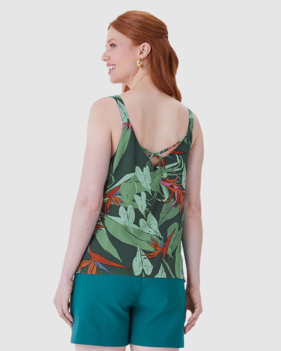 Regata Feminina Reta Decote V Alça Detalhe Argola Em Viscose - Imagem 20