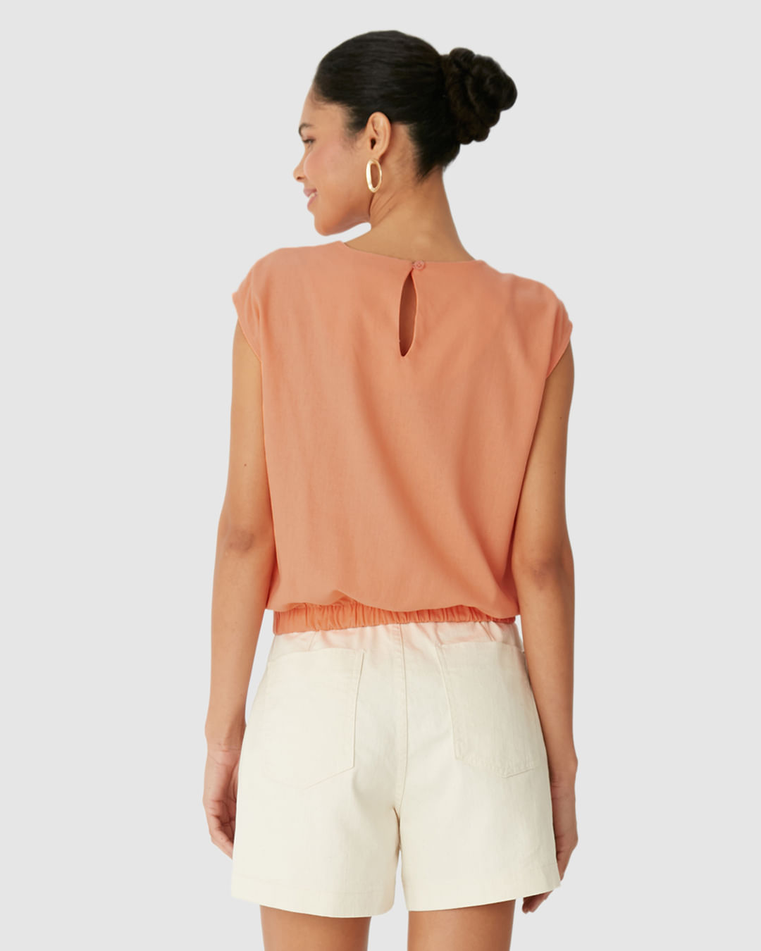 Blusa Box Feminina Barra Elástico Em Viscolinho - Imagem 20