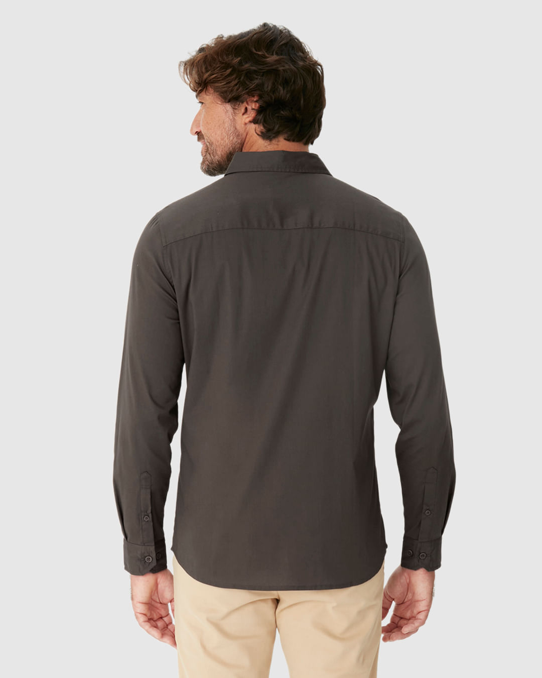 Camisa Masculina Slim Manga Longa Em Tricoline Stretch - Imagem 10