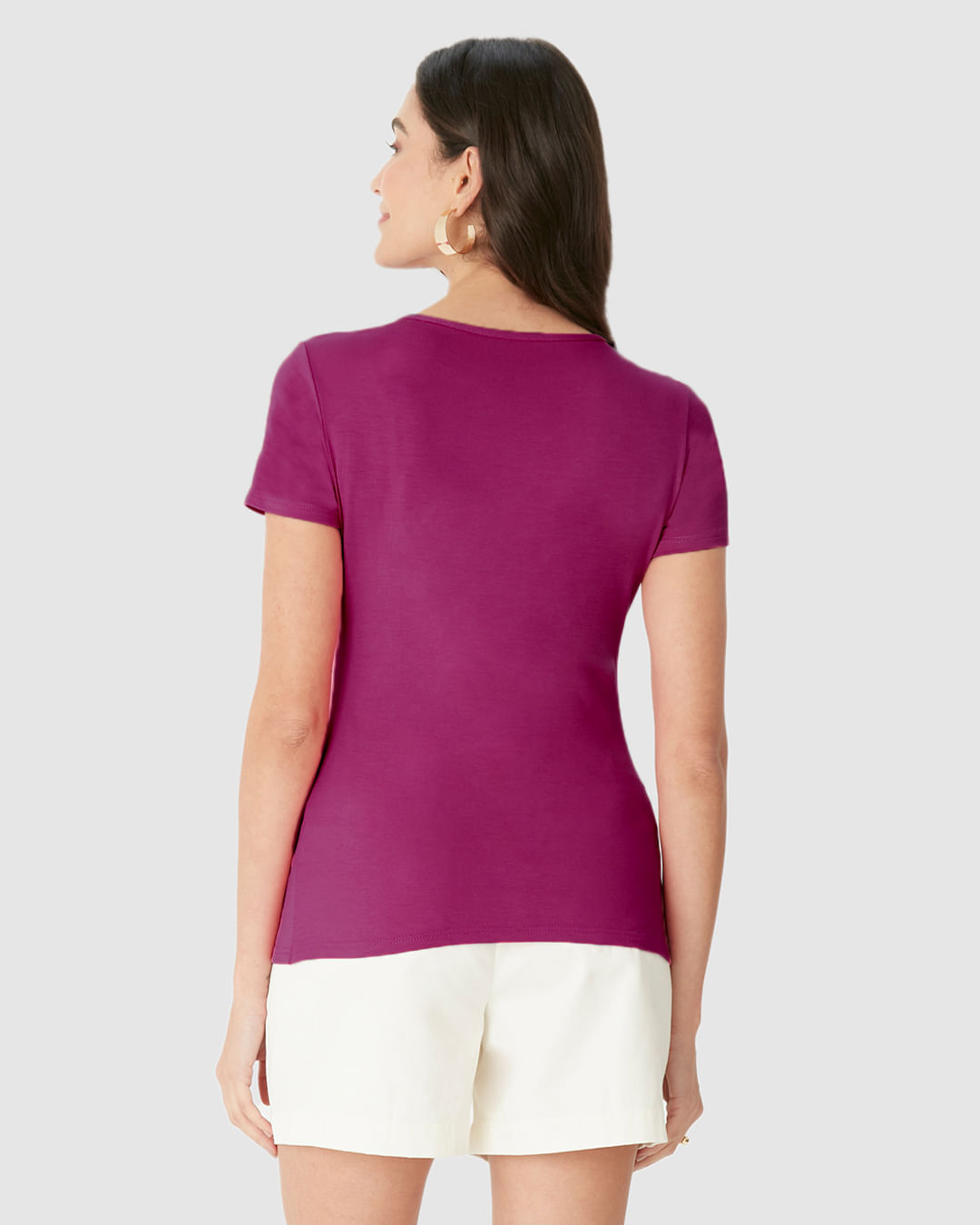 Blusa Básica Feminina Decote Redondo Em Viscose Stretch - Imagem 30