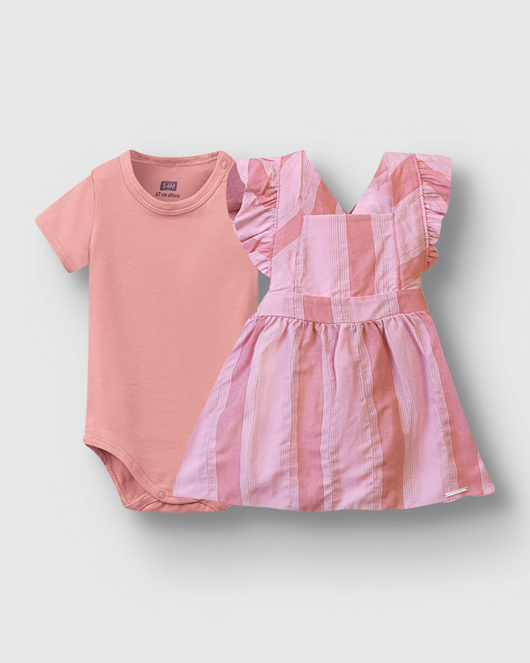 Conjunto Bebê Menina Body Algodão e Vestido Viscose Lurex - Carinhoso