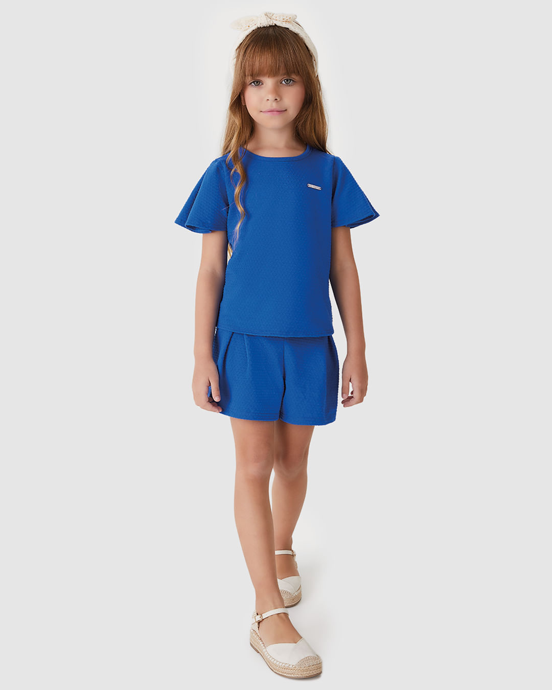 Conjunto Menina Blusa Transpasse Costas Shorts Malha Texturizada - Carinhoso - Imagem 17