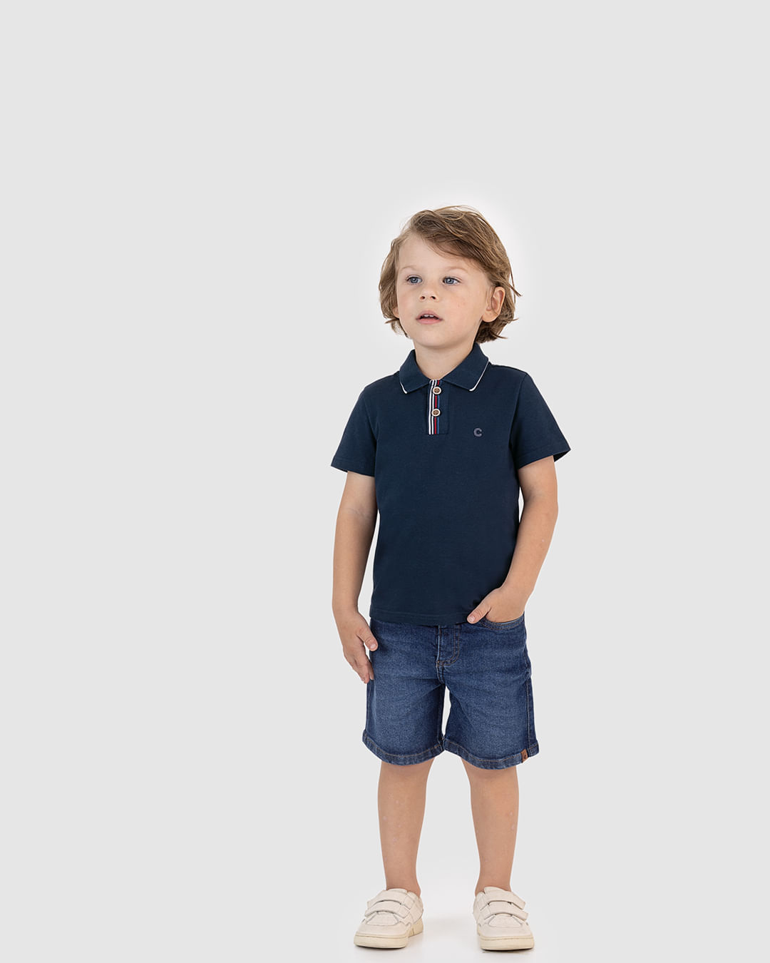 Conjunto Menino Camisa Polo E Bermuda Cós Ajustável Em Jeans Stretch - Carinhoso - Imagem 16