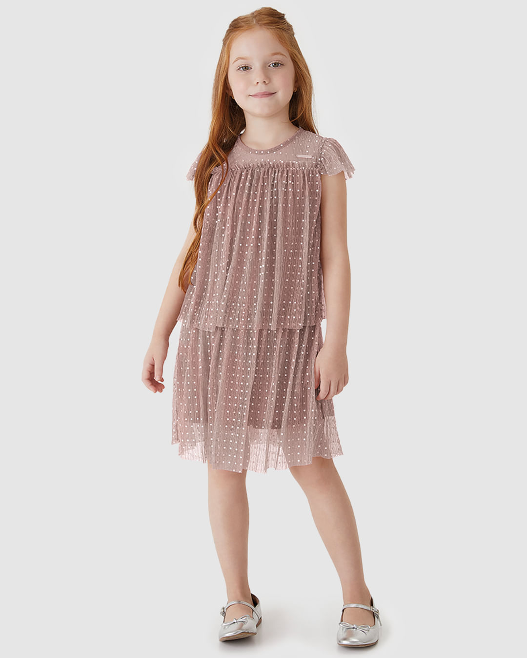 Vestido Menina Amplo Em Tule Com Lantejoula - Carinhoso
