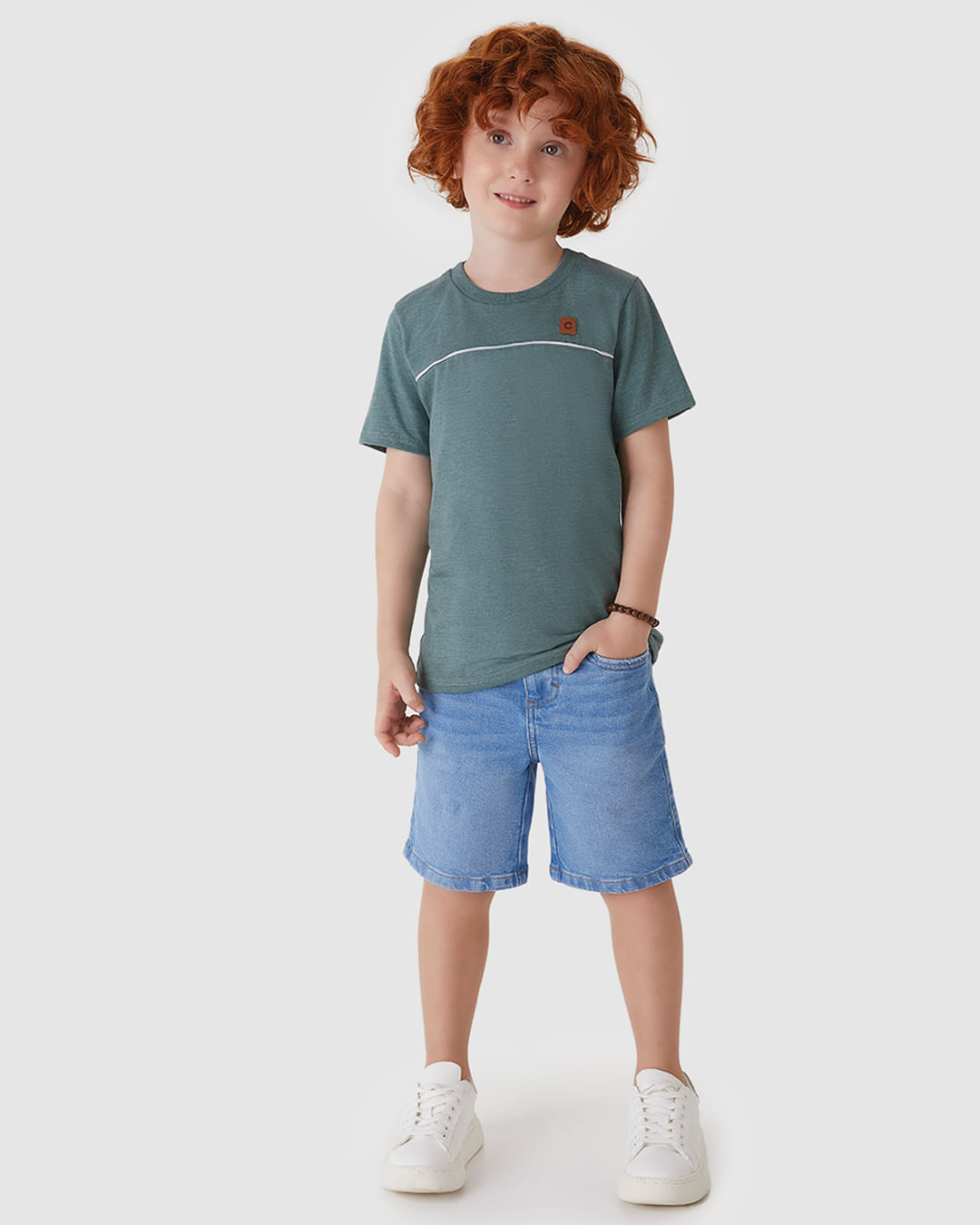 Camiseta Menino Detalhe Etiqueta Decorativa Em Malha Mesclada - Carinhoso - Imagem 9