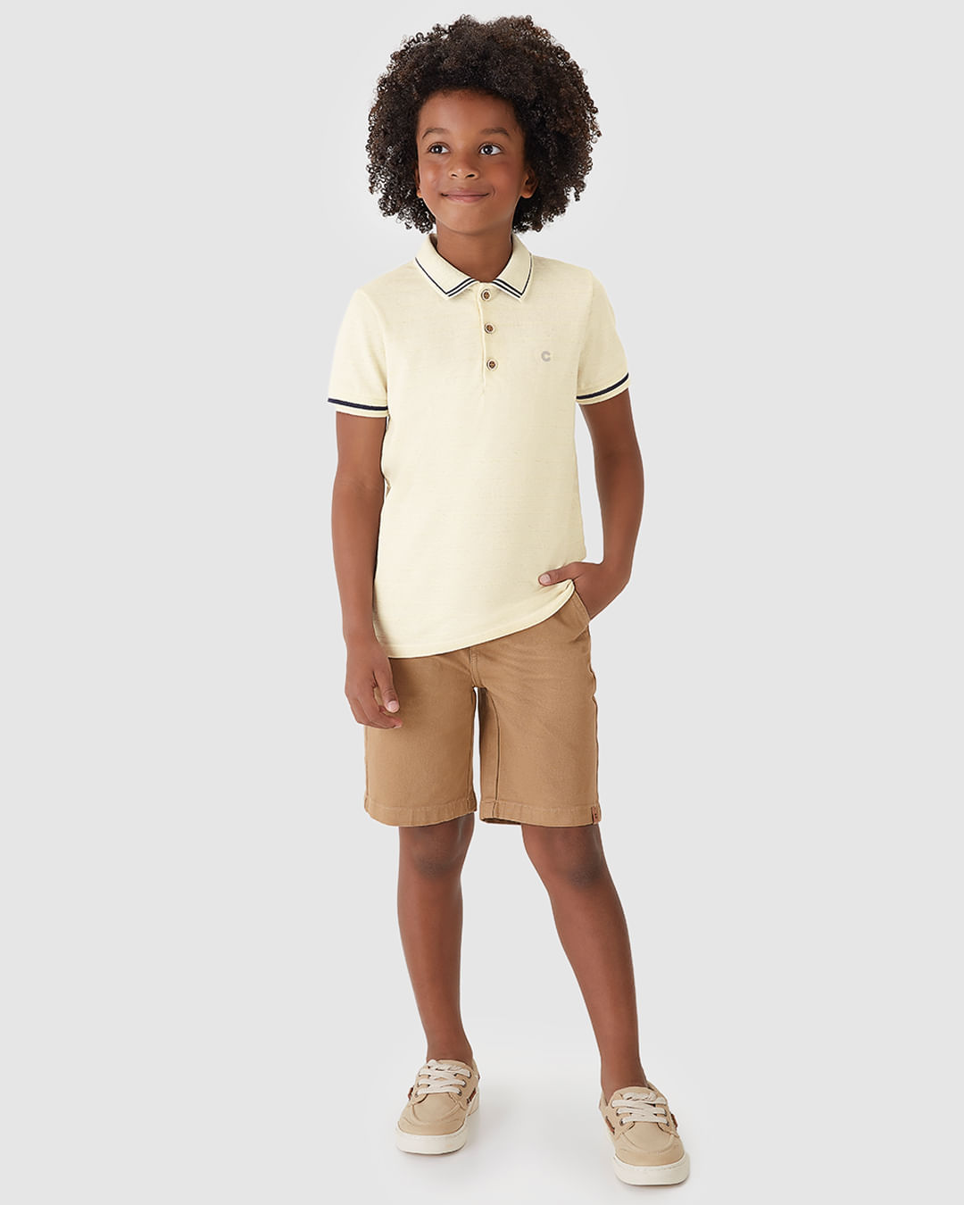 Camisa Polo Menino Básica Em Malha Linho Texturizada - Carinhoso - Imagem 9