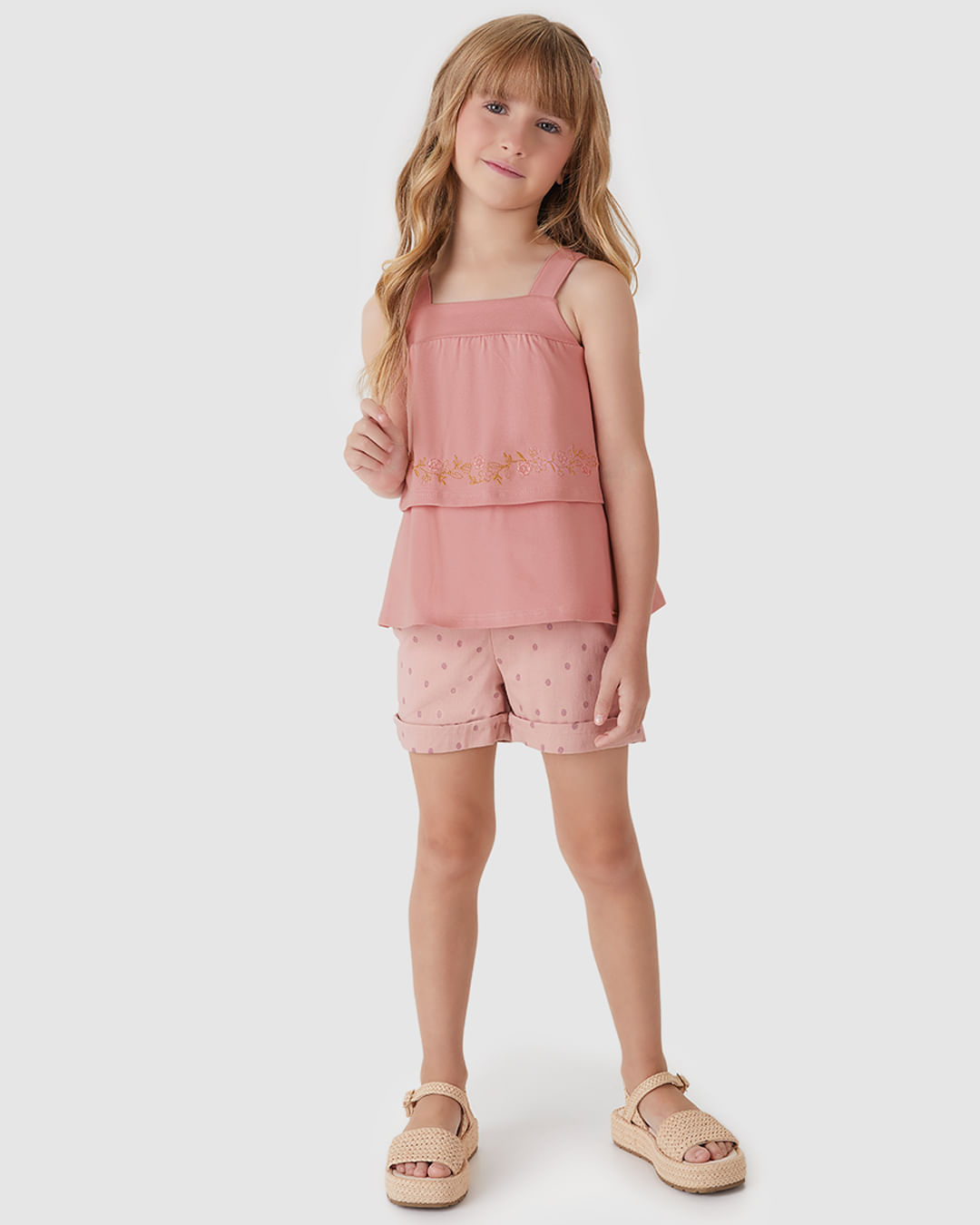 Conjunto Menina Regata Com Bordado E Shorts Estampa Poá - Carinhoso - Imagem 13