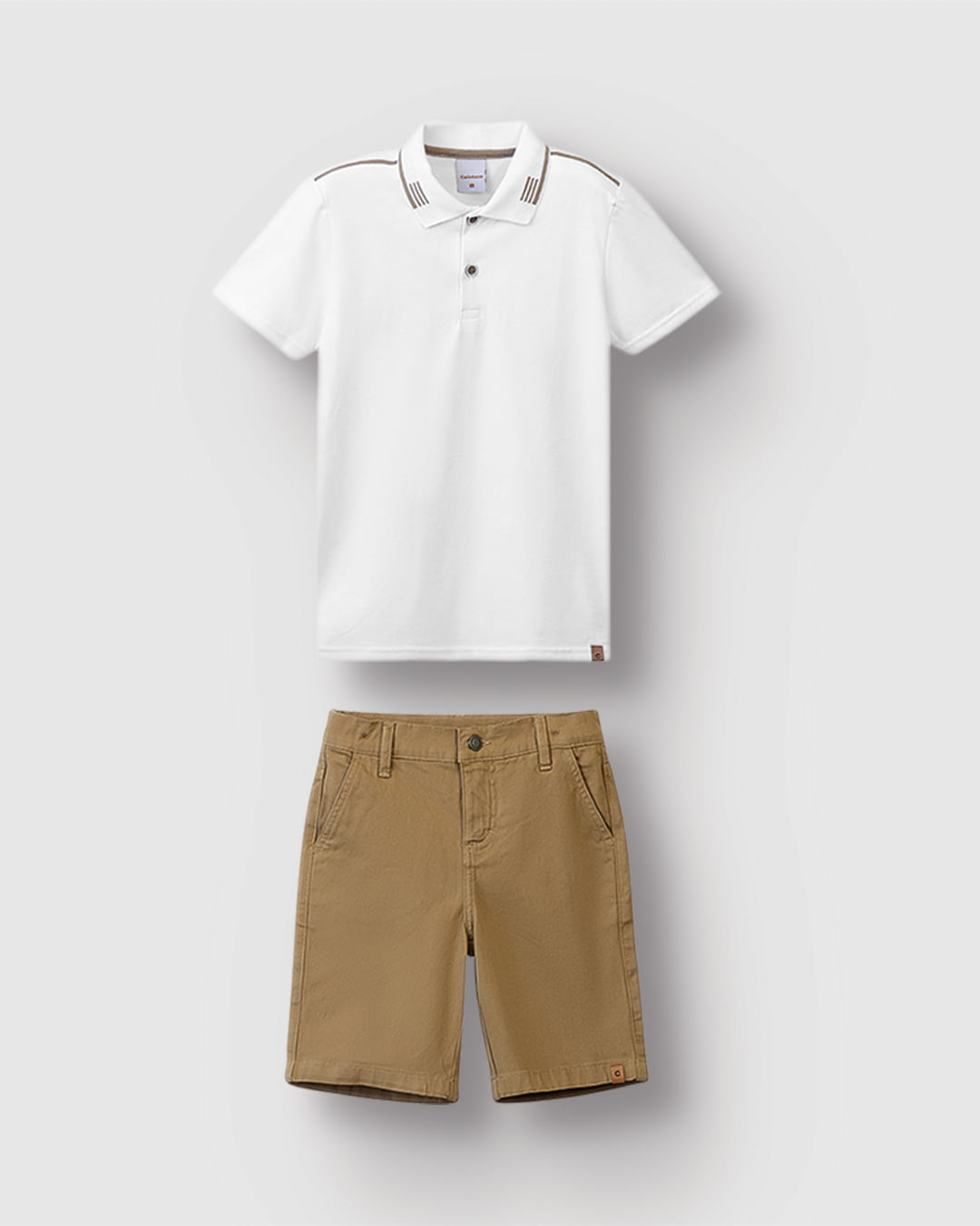 Conjunto Menino Camisa Polo Detalhe Gola E Bermuda Em Sarja - Carinhoso - Imagem 5