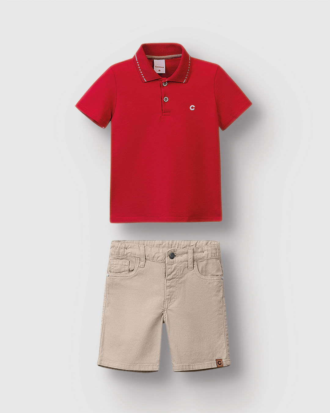 Conjunto Menino Camisa Polo Peitilho E Bordado Frontal Em Algodão - Carinhoso - Imagem 3