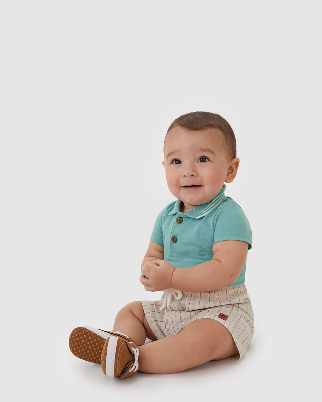 Body Polo Menino Peitilho Frontal Manga Curta Em Algodão - Carinhoso - Imagem 9