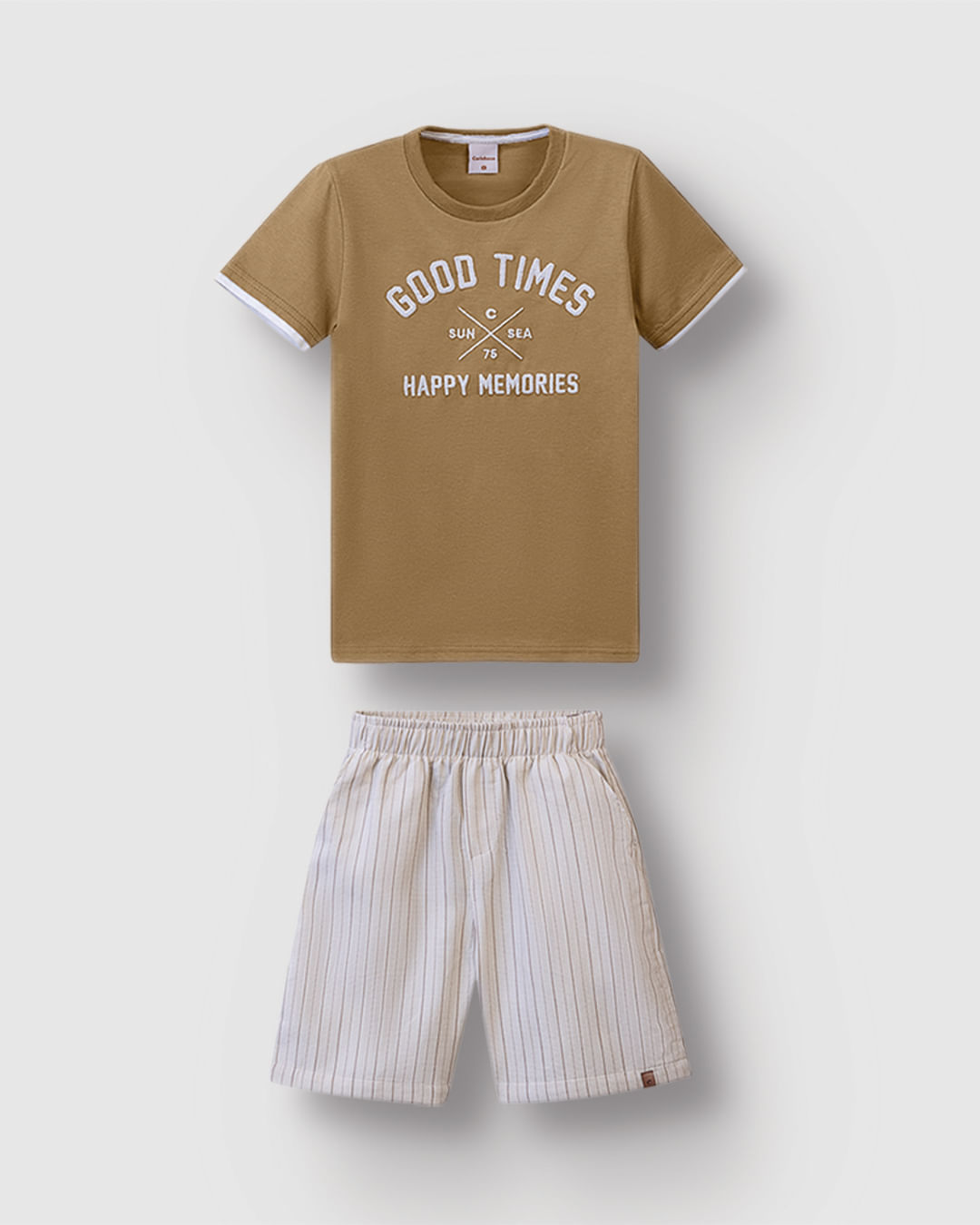 Conjunto Menino Good Time Happy Memories Em Algodão - Carinhoso - Marrom - 12