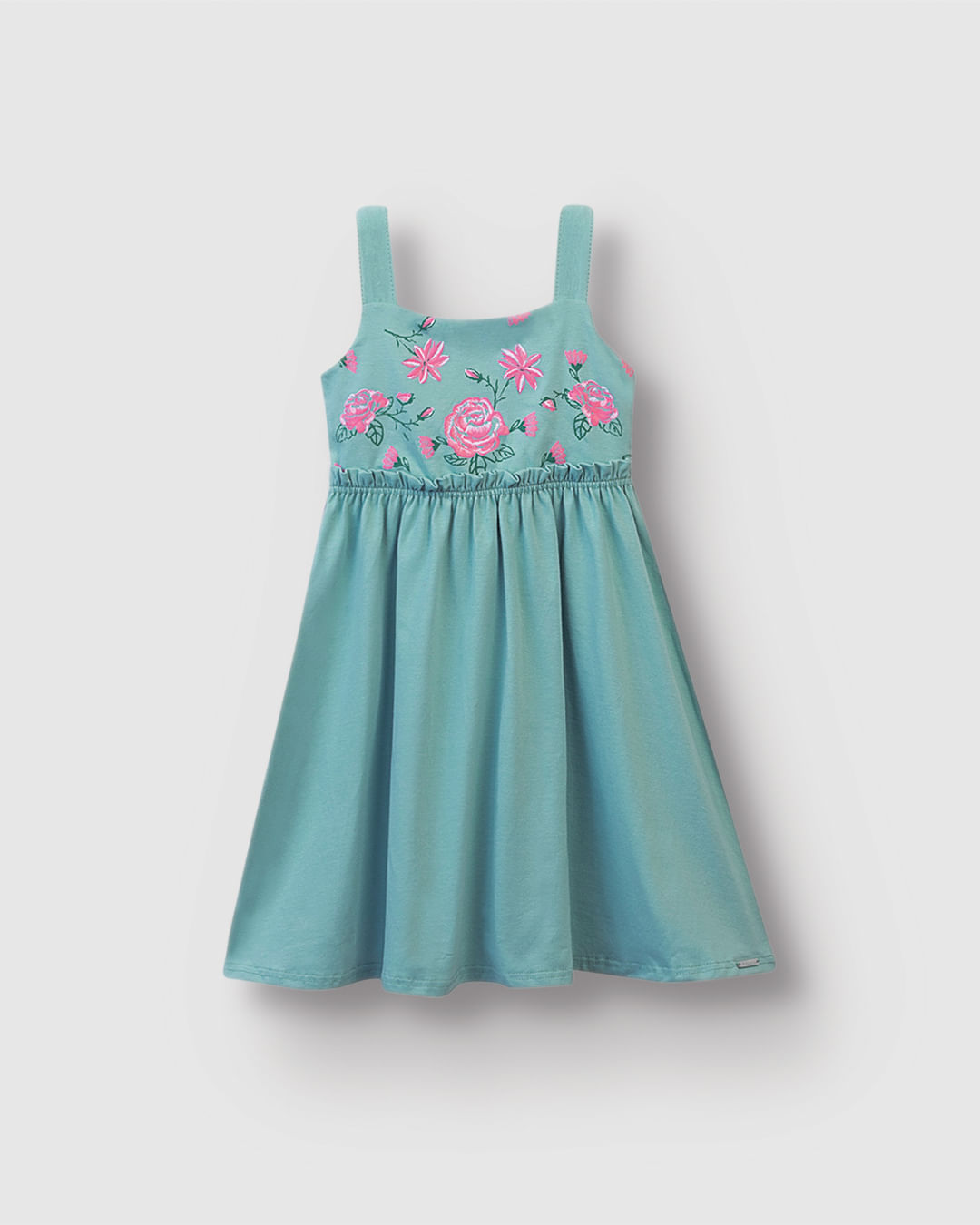 Vestido Menina Busto Estampa Rosas Em Algodão - Carinhoso - Imagem 2