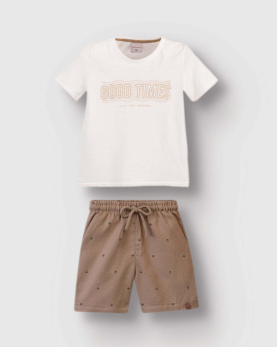 Conjunto Menino Bermuda Com Estampa Em Algodão Texturizado - Carinhoso - Imagem 6