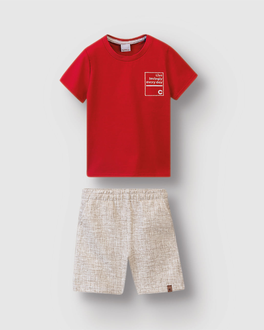 Conjunto Menino Camiseta Bordado Live Lovingly Every Day - Carinhoso - Imagem 2