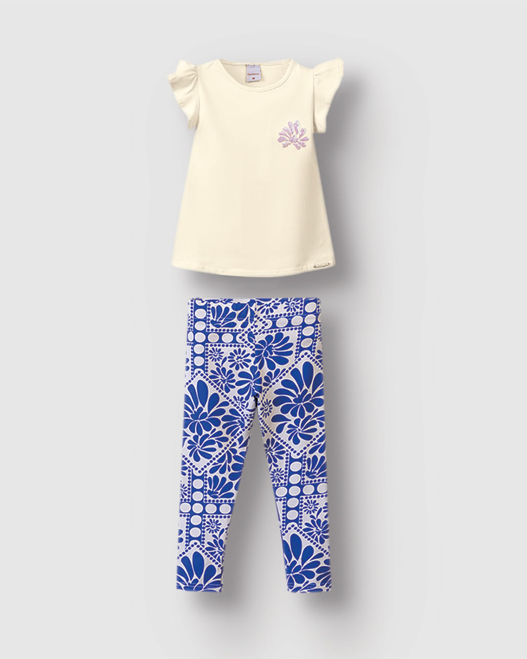 Conjunto Menina Menina Blusa Bordado Lantejoula Em Algodão - Carinhoso - Imagem 4