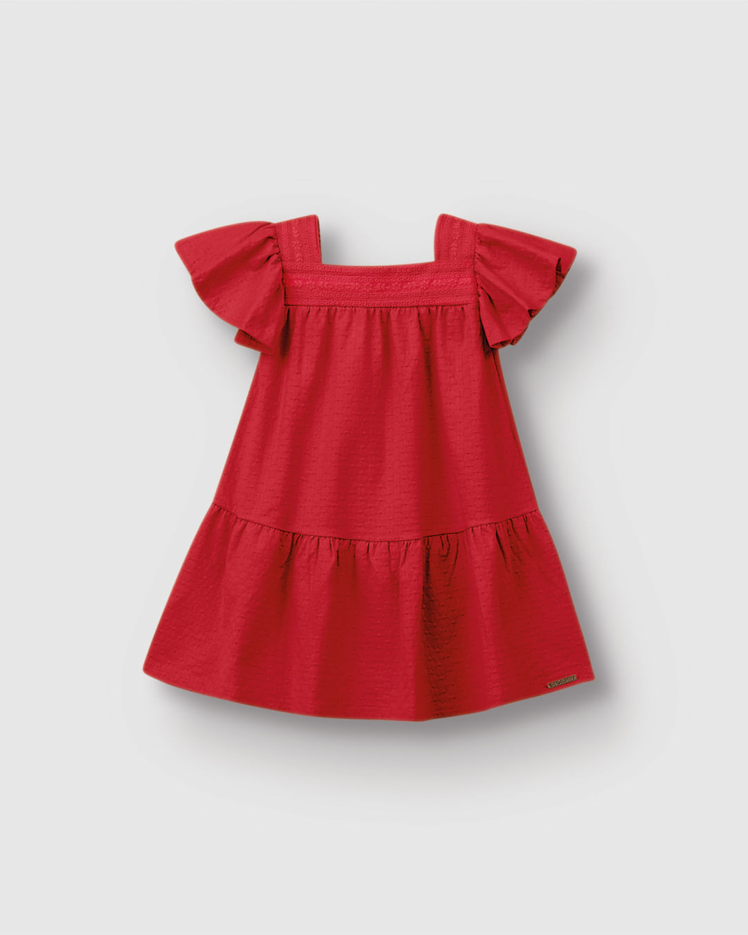 Vestido Menina Amplo Decote Quadrado Em Malha Texturizada - Carinhoso