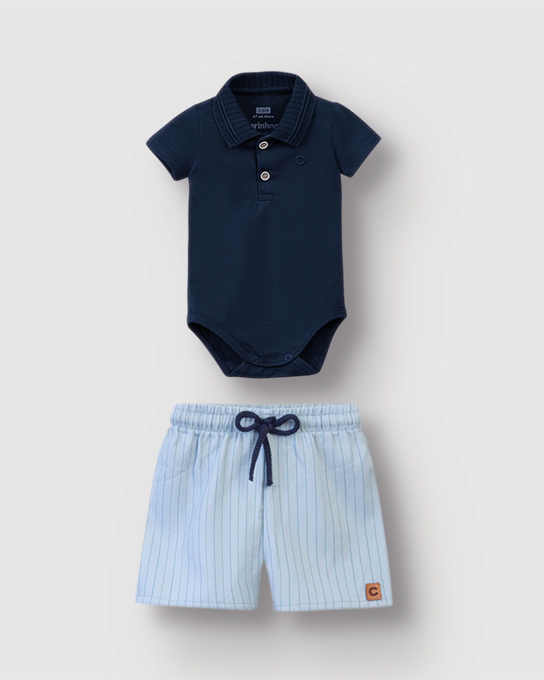 Conjunto Bebê Menino Body Polo E Bermuda Em Algodão Texturizado - Carinhoso - Imagem 6