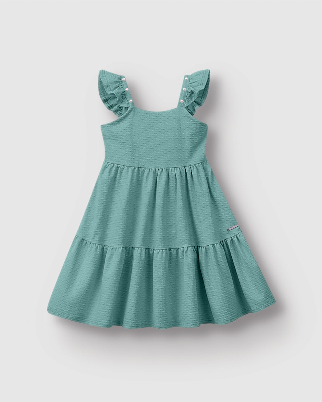 Vestido Menina Alça Babado Com Aplique Pérola Malha Texturizada - Carinhoso - Imagem 11