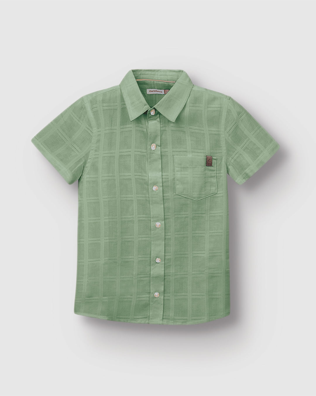 Camisa Menino Manga Curta Bolso Frontal Em Algodão - Carinhoso - Imagem 17