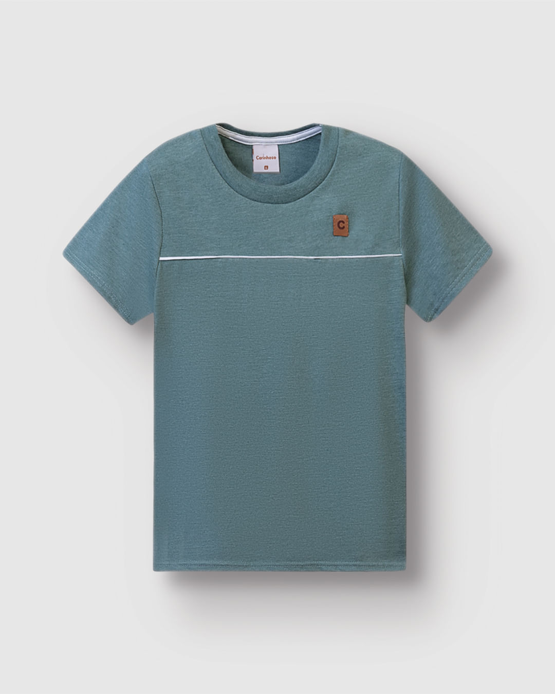 Camiseta Menino Detalhe Etiqueta Decorativa Em Malha Mesclada - Carinhoso - Imagem 14