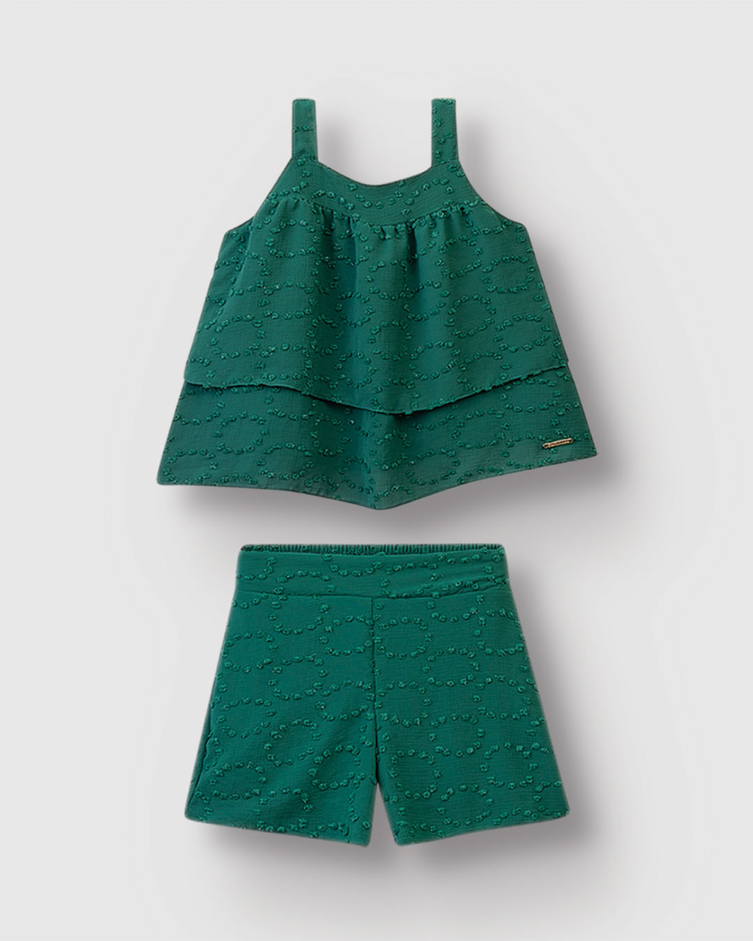 Conjunto Menina Regata E Shorts Em Tecido Plumetis Brilho - Carinhoso - Imagem 4