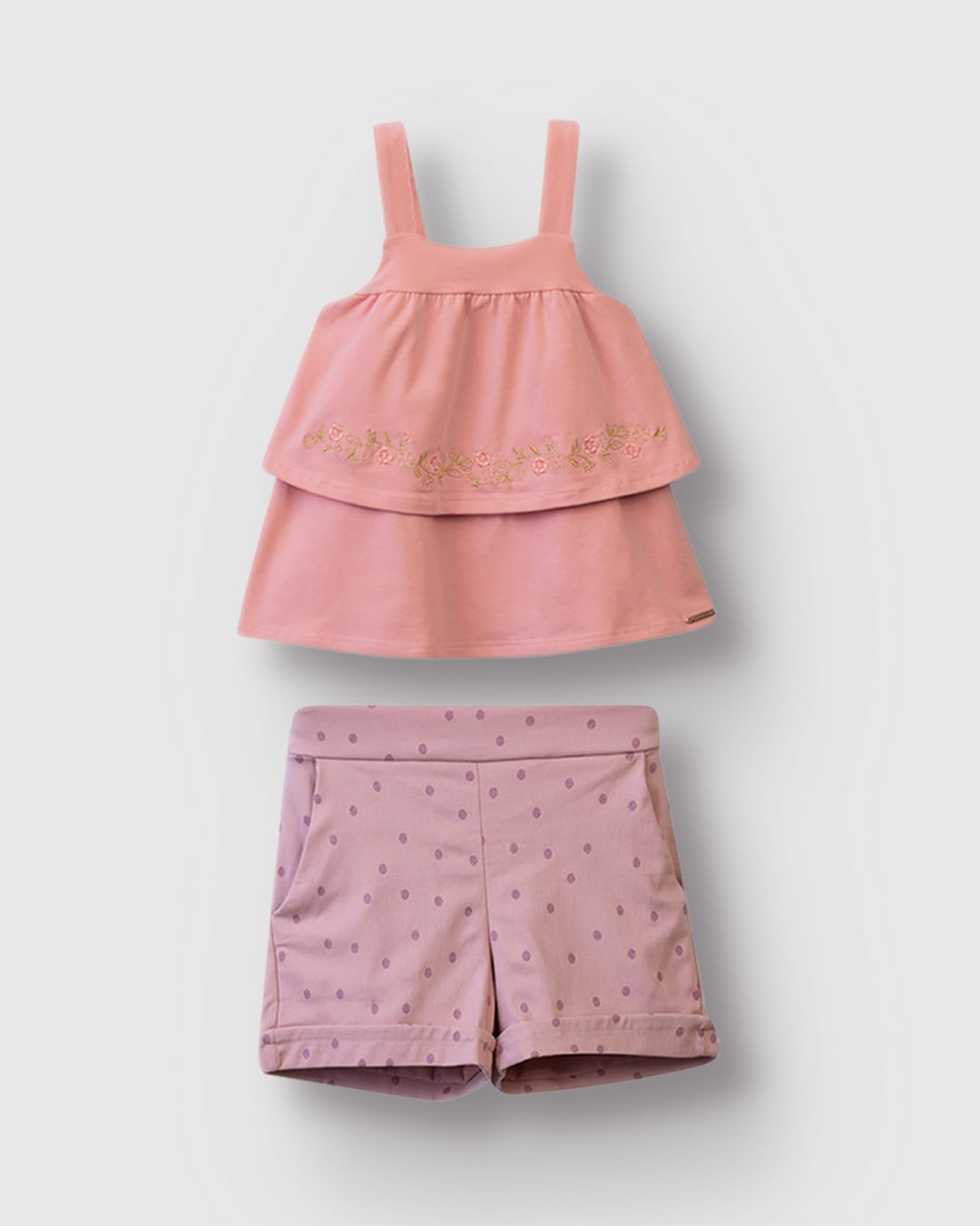 Conjunto Menina Regata Com Bordado E Shorts Estampa Poá - Carinhoso - Imagem 12
