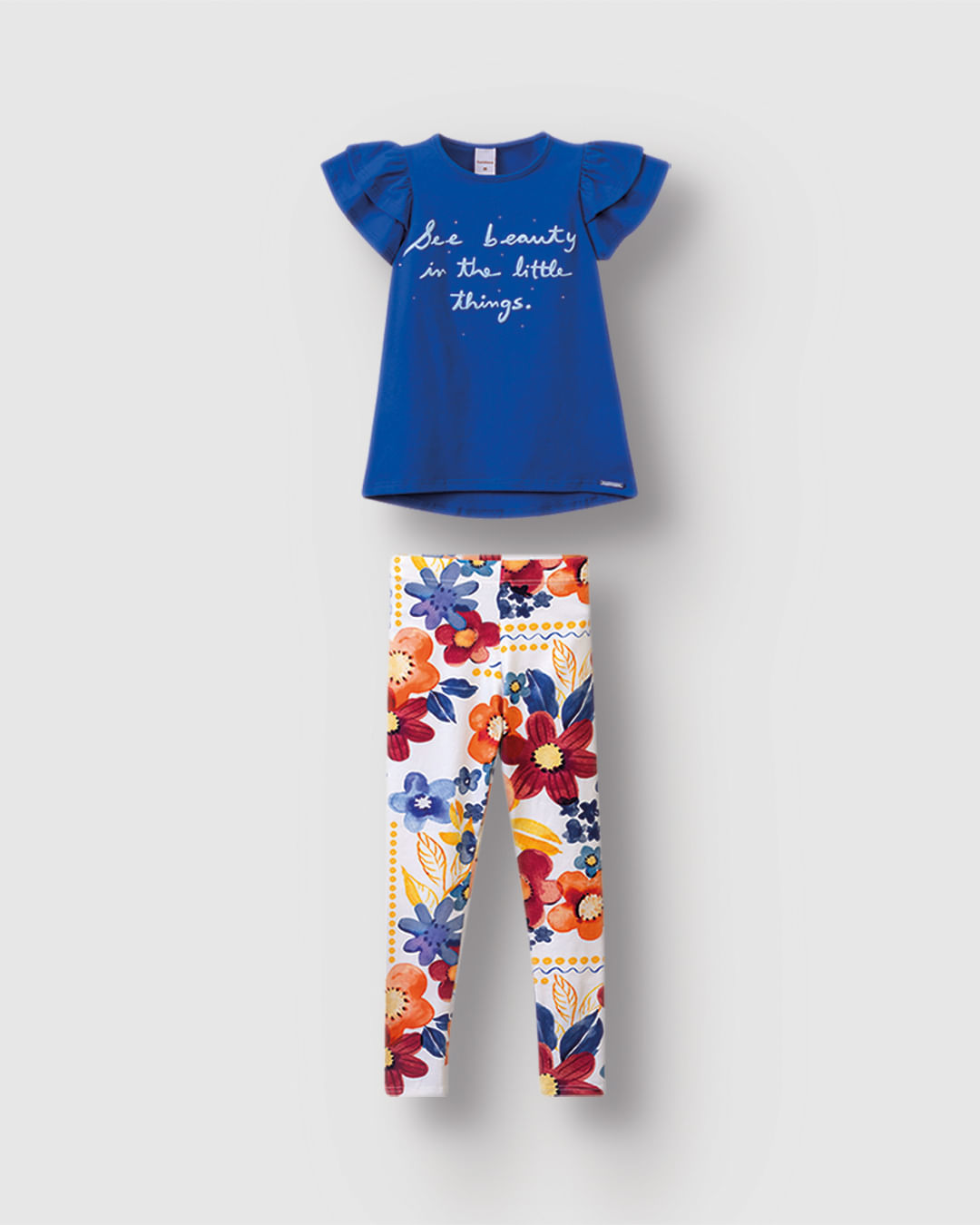 Conjunto Menina Calça Legging Estampa Floral Em Algodão - Carinhoso - Imagem 4